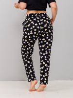 Пижама с брюками КБк-193П/черный-ромашки