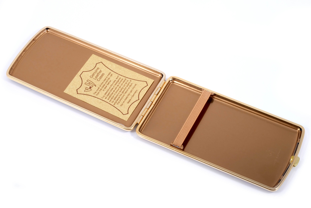 Портсигар Stoll на 9-11 сигарет 120 мм, натуральная кожа, Черная змея C14-3