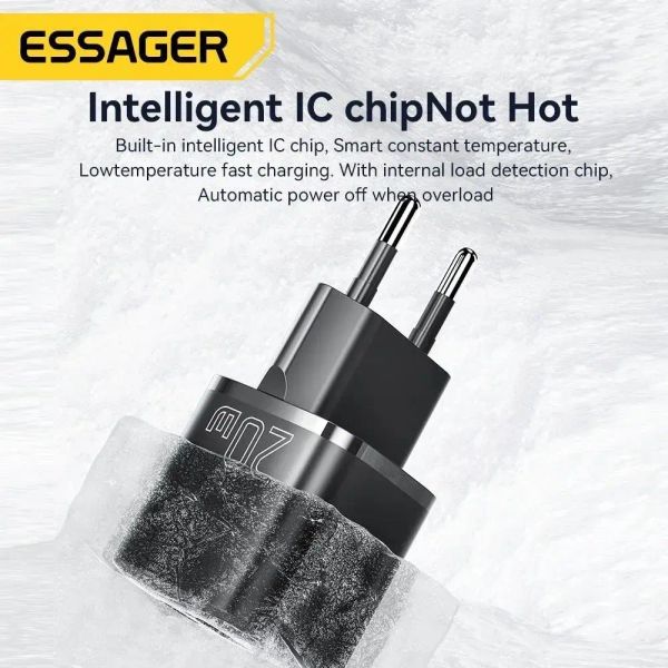 Адаптер питания Essager 20Вт (Type-C + USB-A) Черный