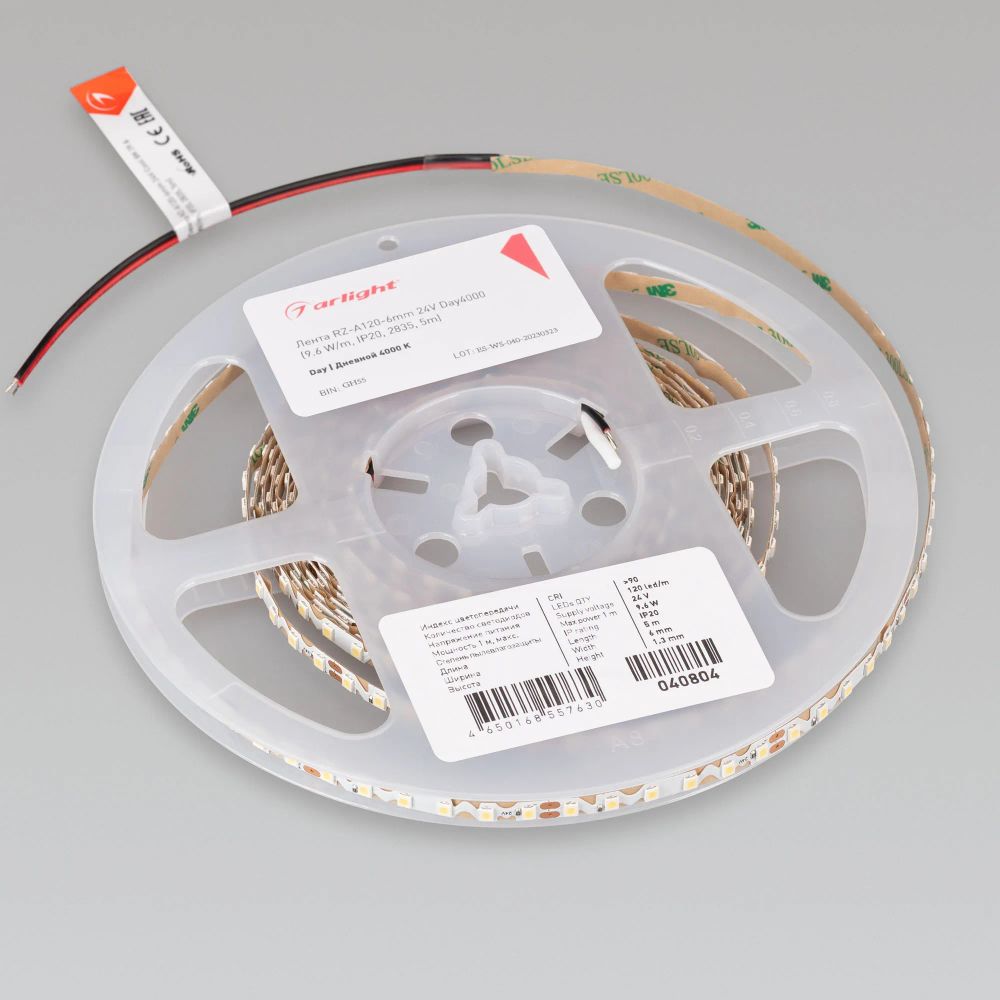 Светодиодная лента RZ-A120-6mm 24V Day4000 (9.6 W/m, IP20, 2835, 5m) (Arlight, -) 040804
