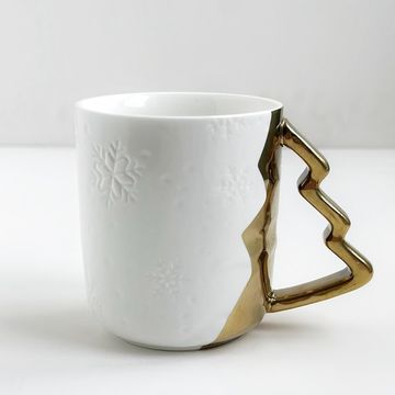 Кружка белая ручка ёлочкой, 400 мл