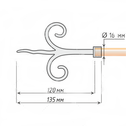 Наконечники "Диана" d16 мм, цвет хром матовый