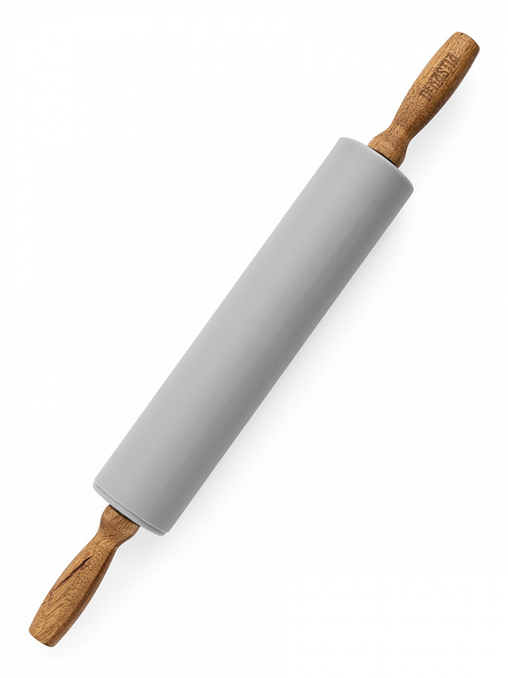 Скалка DeNASTIA с деревянной ручкой 42,5x24,5x5, силикон+акация, серый