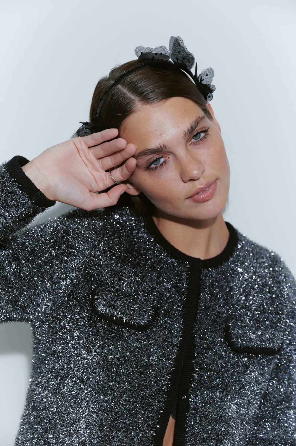 Ободок с бабочками из шелка