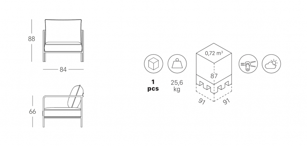 Кресло лаунж c подушкой Scab Design Flap, лен, белый