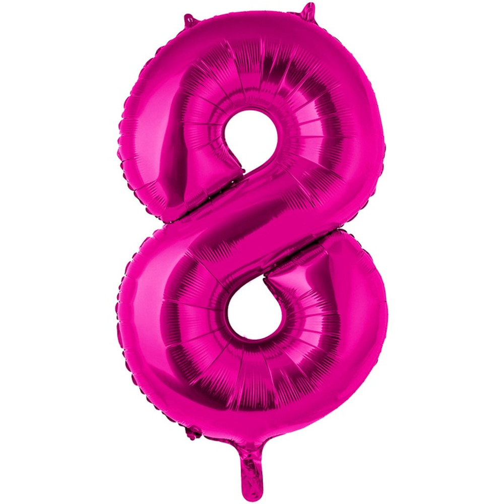 Шар фольгированный Цифра 8 109 см (Фуксия)