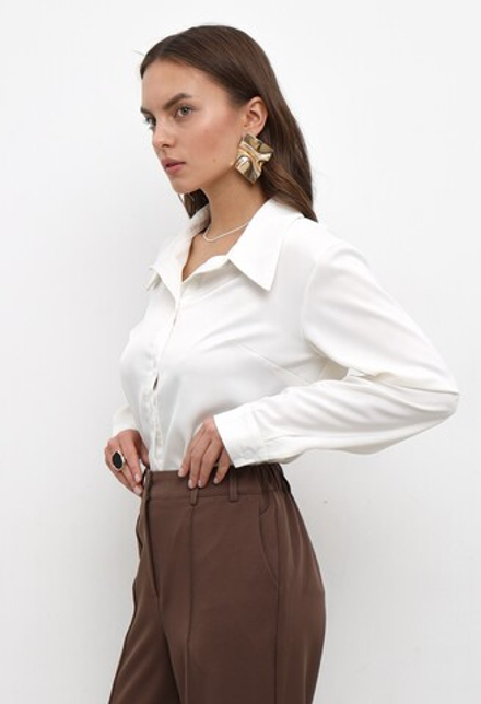 Рубашка атласная, цвет белый