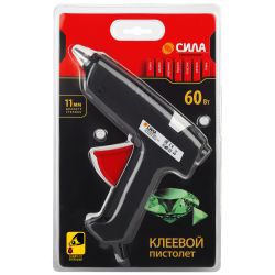 Термопистолет клеевой СИЛА SGG60-01 60Bт под стержень 11мм в комплекте 11мм х 7cм 2 шт