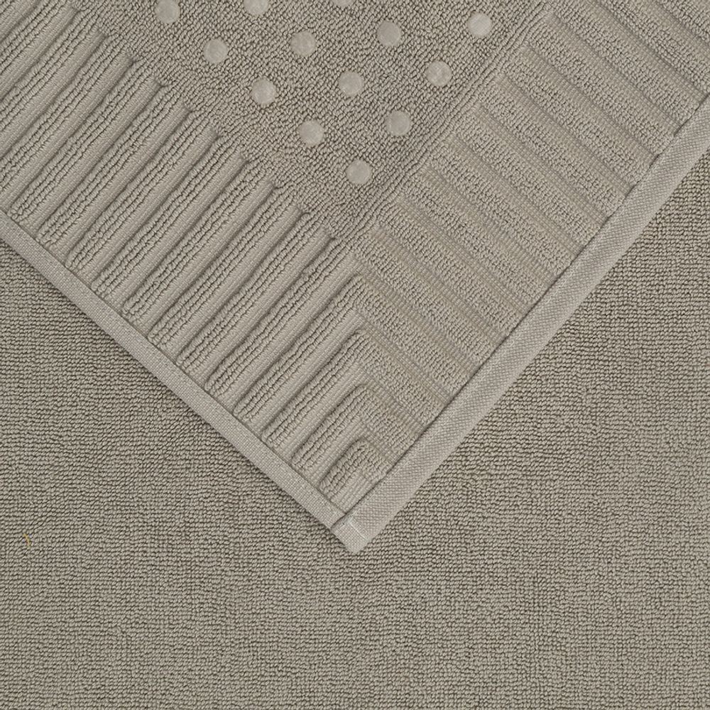 Коврик для ванной с фактурным бортиком бежево-серого цвета из коллекции Essential, 50х80 см