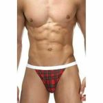 Мужские трусы стринги красные в клетку La Blinque LB15152