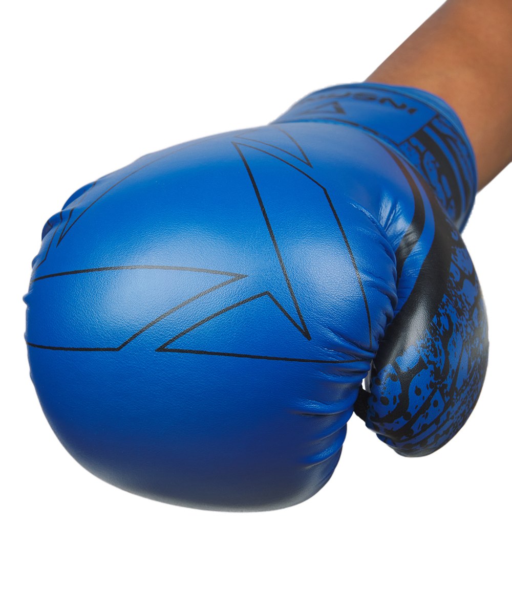 Перчатки боксерские ODIN, ПУ, синий, 14 oz
