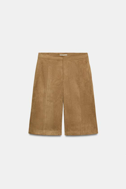 ZARAДЛИННЫЕ ШОРТЫ ИЗ ИСКУССТВЕННОЙ ЗАМШИ, МЯГКИЙ КАШТАНОВЫЙ