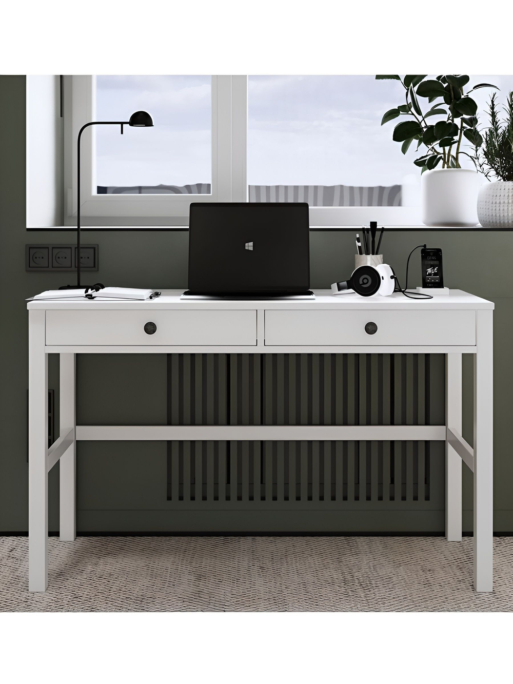 IKEA 121 / 75 / 47 / белый/св-коричневый 120 см / 1 / Письменный стол КЫМОР