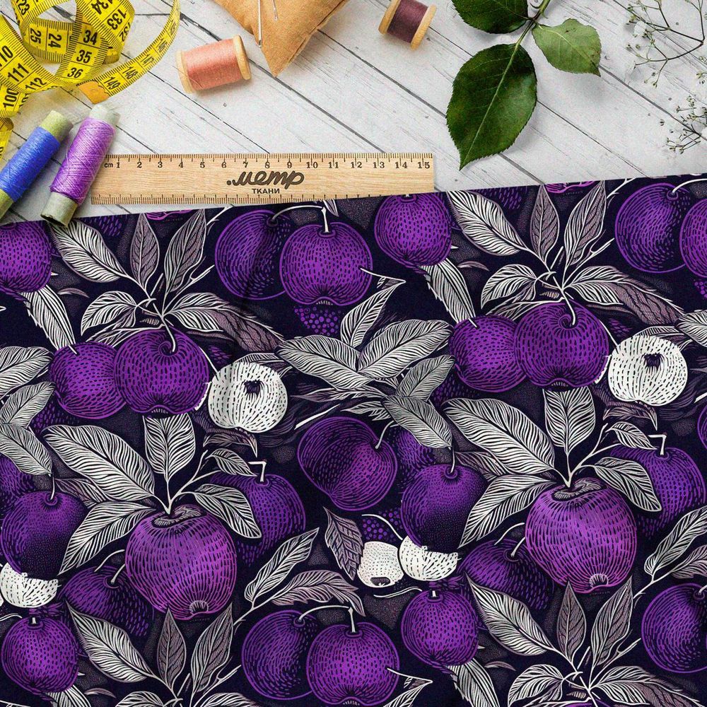 Ткань премиум бифлекс контрастные фрукты