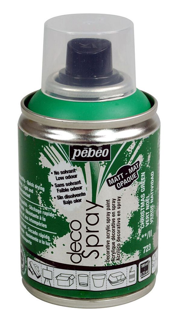 Краска на водной основе аэрозольная decoSpray 100 мл, 093723 зеленый рождественский, Pebeo
