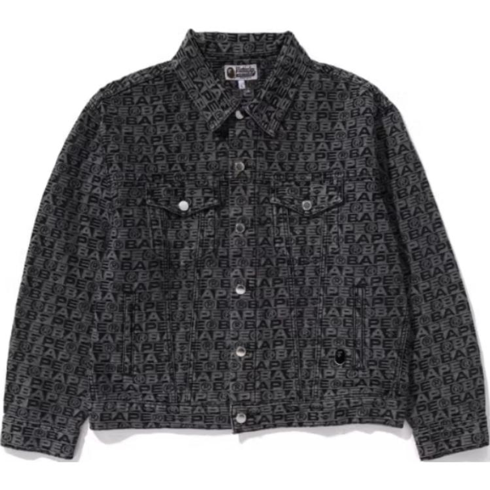 A Bathing Ape Lux Sport Pattern Jacquard 13oz Denim Trucker Куртка черный
