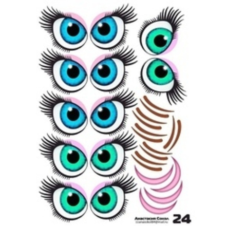 Наклейки "Глаза. Рты №24", 6 компл. на листе