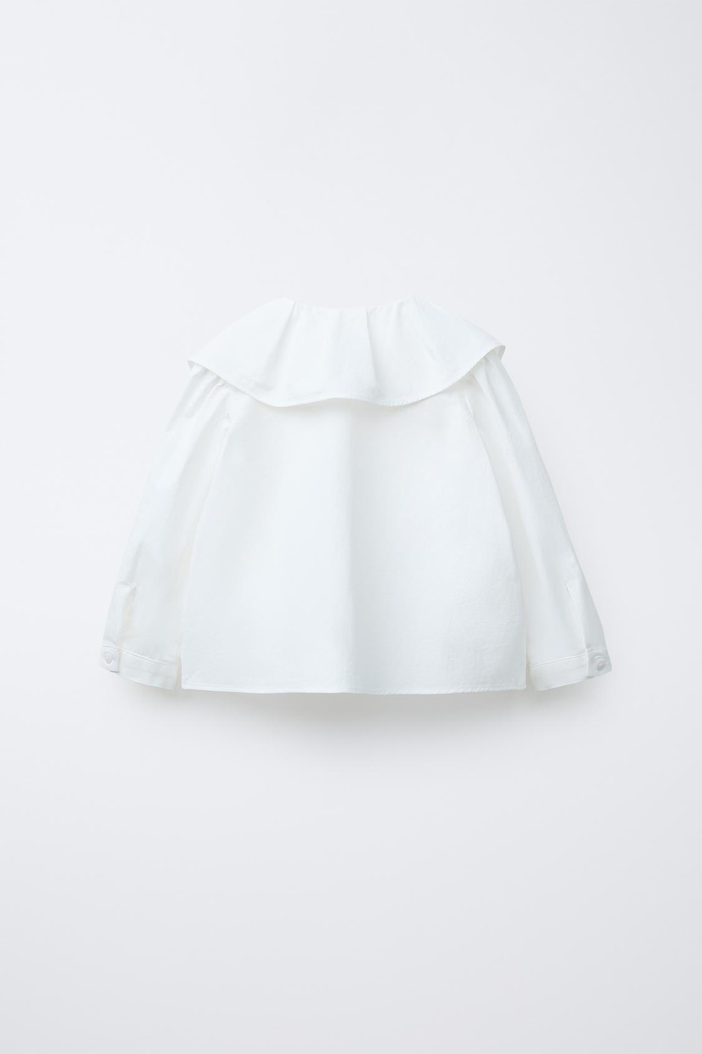 ZARA РУБАШКА С КРУГЛЫМ ВОРОТНИКОМ, БЕЛЫЙ