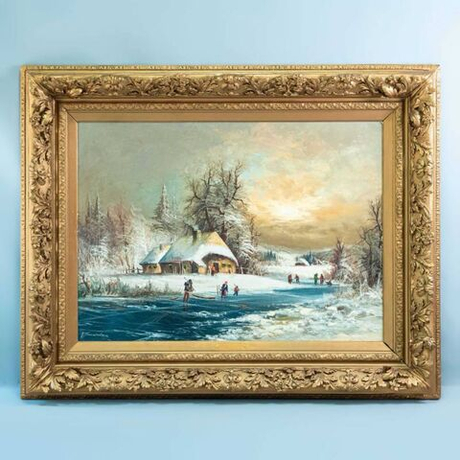 Винтаж: Картина «Зимний Пейзаж»