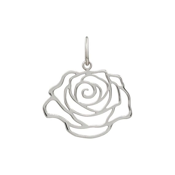 Роза - подвеска серебряная ювелирная, вид спереди