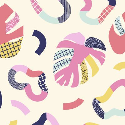Абстрактные формы монстера в розовом Pink monstera abstract shapes