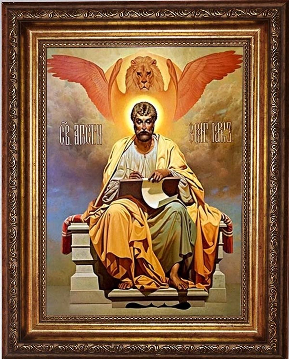 Марк Святой апостол и евангелист. Икона на холсте 30х40 см в  раме 35х45 см