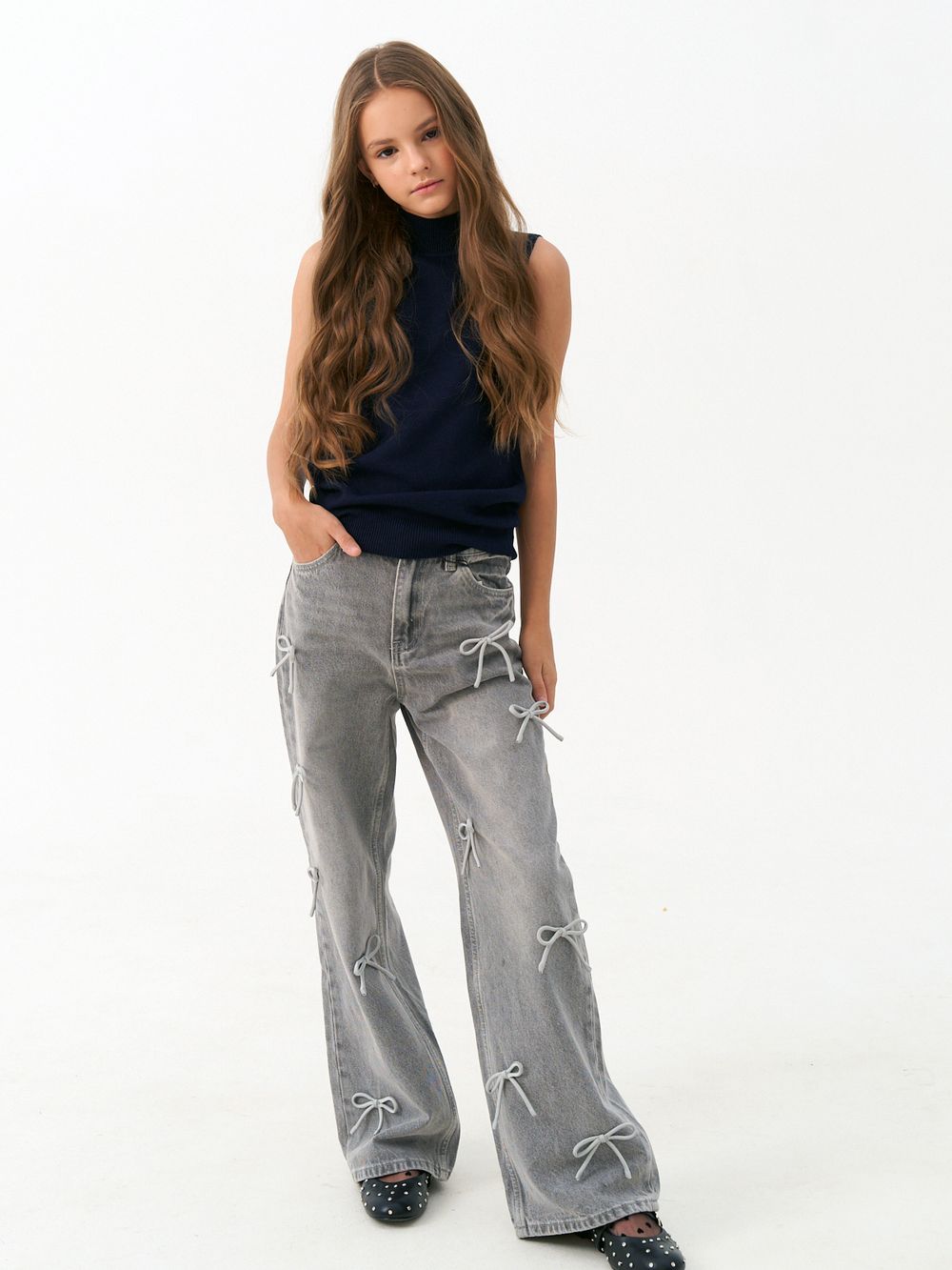 Джемпер топ с горлом 1208 синий