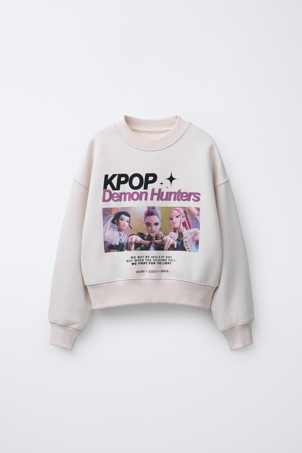 ZARA ТОЛСТОВКА С ПРИНТОМ KPOP DEMON HUNTERS™ NETFLIX ©, ЭКРЮ