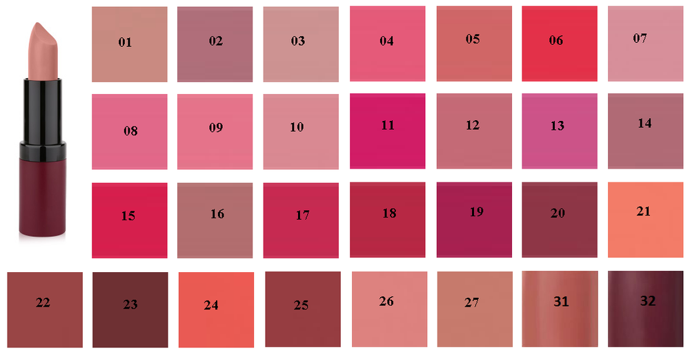 Помада губная Golden Rose Velvet matte тон 10 pink Natural, розово натуральная (матовая)