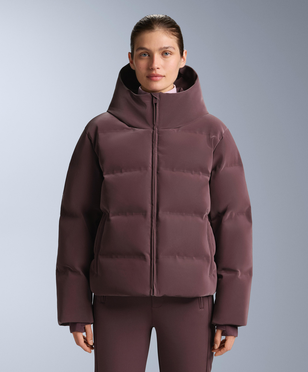 OYSHO Водостойкий пуховик из атласа Minardi Piume SKI, темно-винный