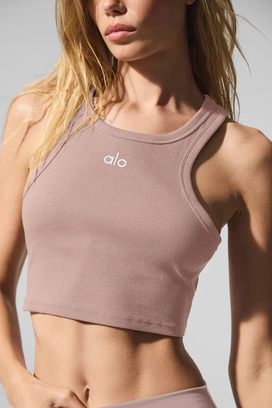 Alo yoga Топ Aspire, серо-коричневый