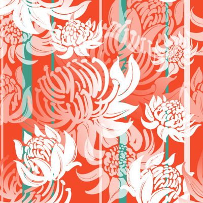 Крупные цветы, Протея на полосатом фоне