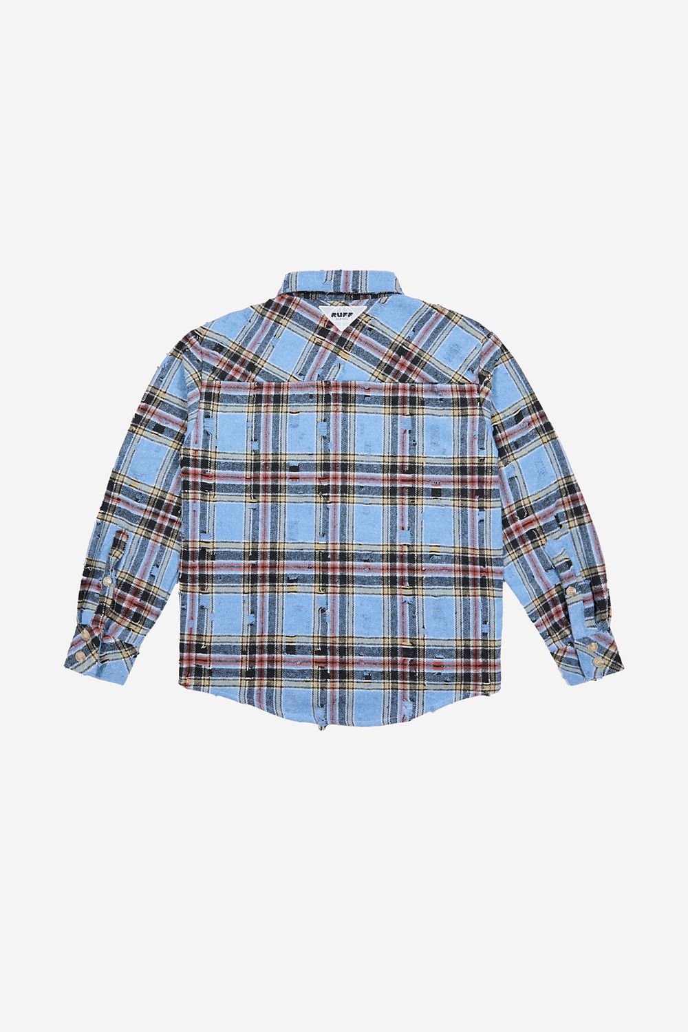 Рубашка  RUFF Global ripped plaid синяя