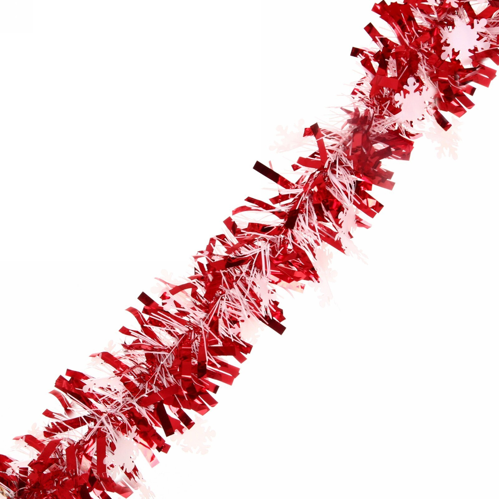 Мишура 2м 9см «Снежинки» красный