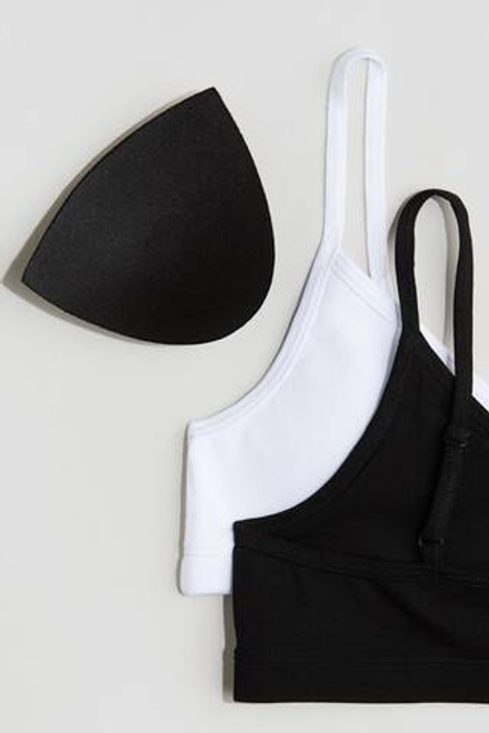 H&M Набор из двух укороченных топов с подкладкой, черный/белый