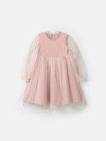 Платье с длинным рукавом и юбкой из фатина "Пудра"