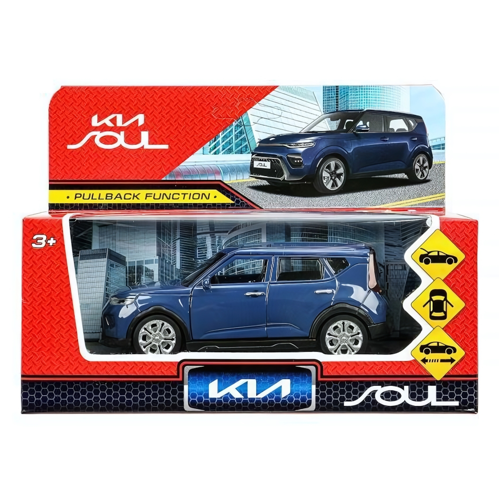 Модель ин. мет. "KIA Soul" 12см. двери, багаж. темно-синий, коробка SOUL-12-DBU (Технопарк)