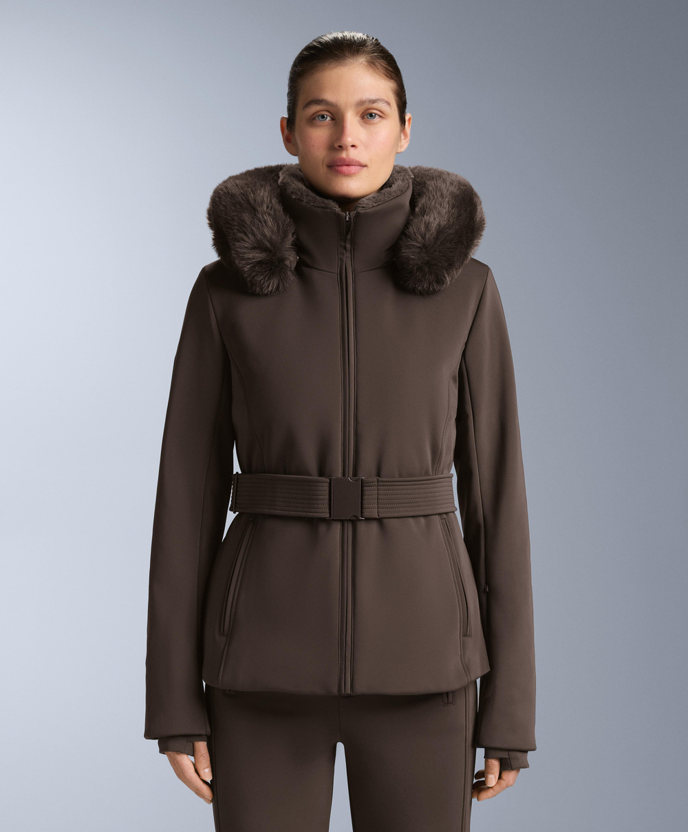 Oysho Супертонкая водонепроницаемая куртка Primaloft® SKI, темно-коричневый