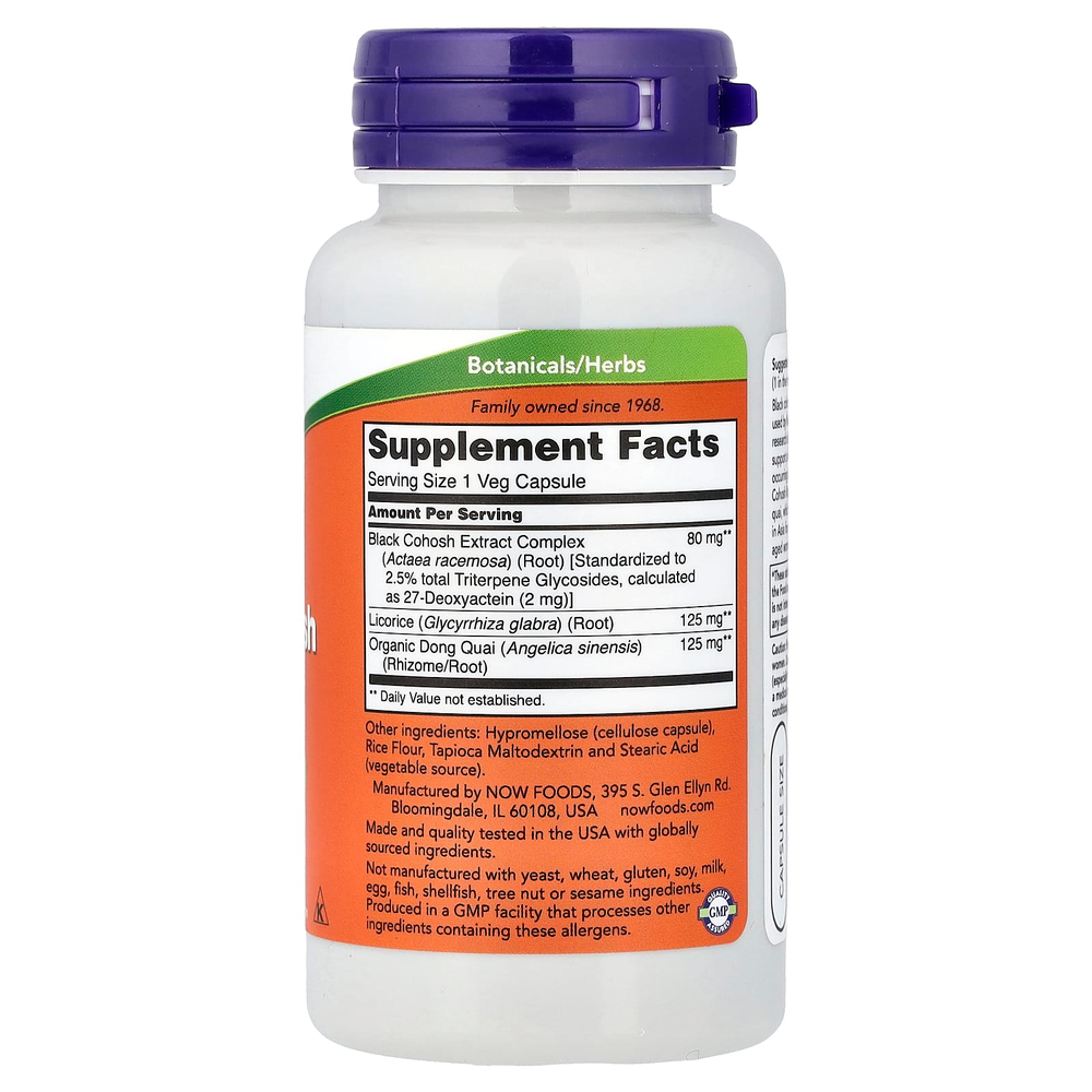 NOW Foods, Корень клопогона кистевидного, 80 мг, 90 растительных капсул