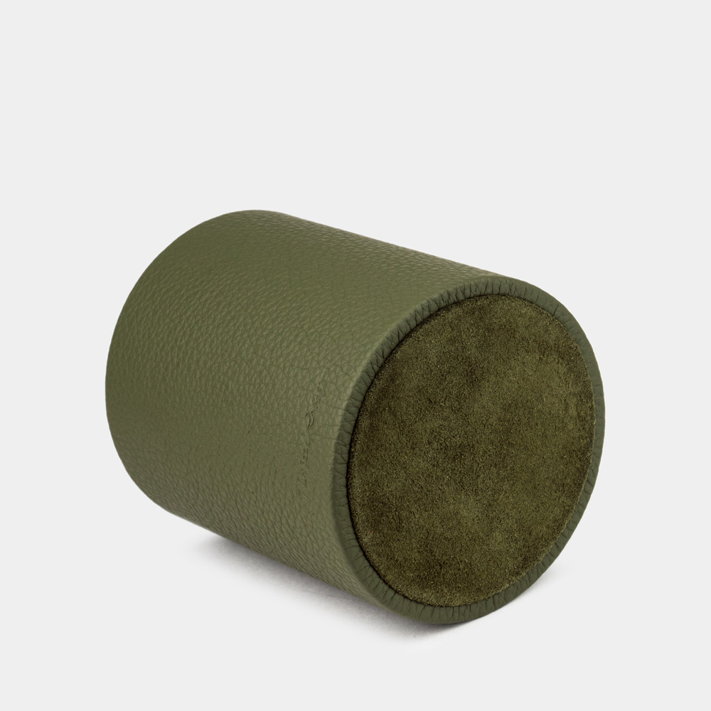 Подставка для ручек из кожи теленка, зеленого цвета