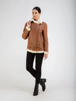 Дубленка авиатор женская натуральная удлиненная Турция