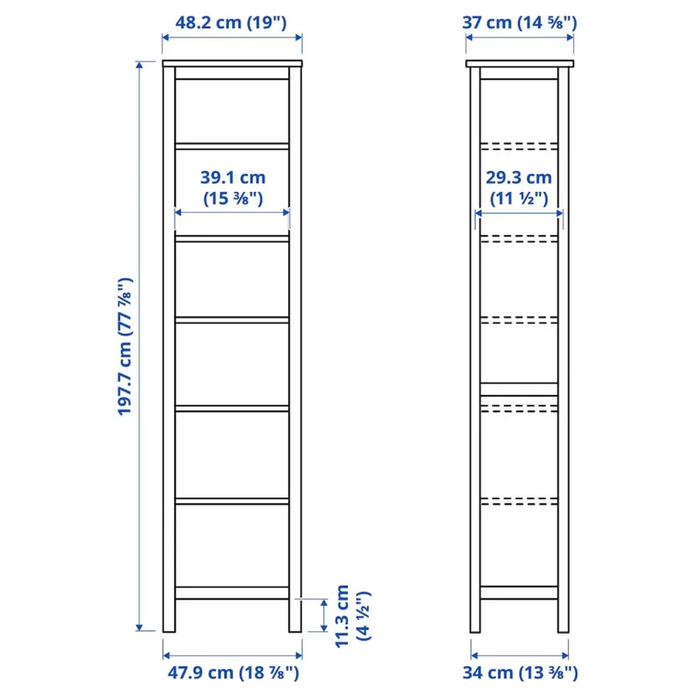 Открытый книжный шкаф - IKEA HEMNES, 49x197 см, белый, ХЕМНЭС ИКЕА