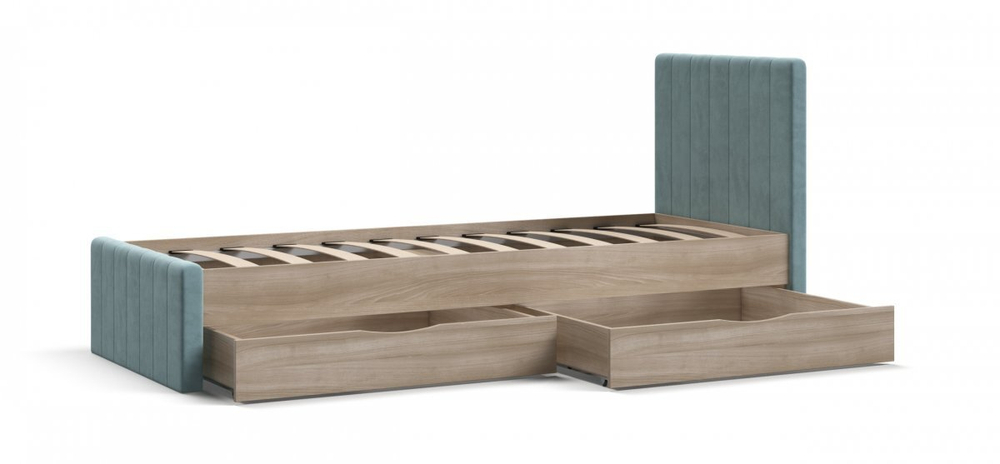 Лофт Мини Кровать 90*200 Велюр Монолит Циан, Сонома(последний экземпляр)