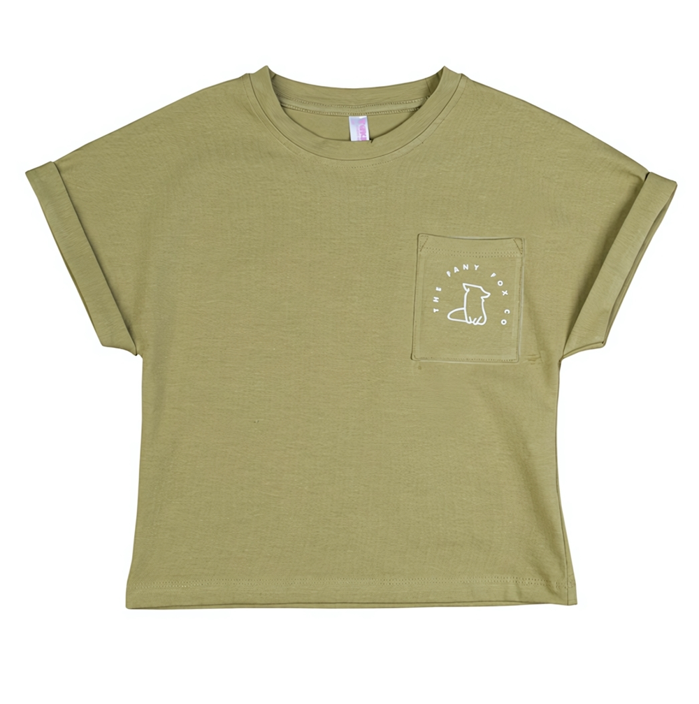 Футболка д/девочки M1157K-7/10 р.134 оливковый (Такро), 1 шт.