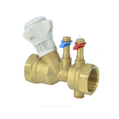 Клапан балансировочный ручной латунь R206B Ду 15 Ру25 ВР Kvs=2.7м3/ч с измерительными ниппелями Giacomini R206BY003