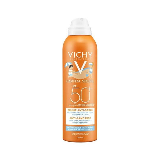 Vichy Capital Soleil Детский солнцезащитный спрей-вуаль анти-песок для лица и тела SPF 50+, 200 мл