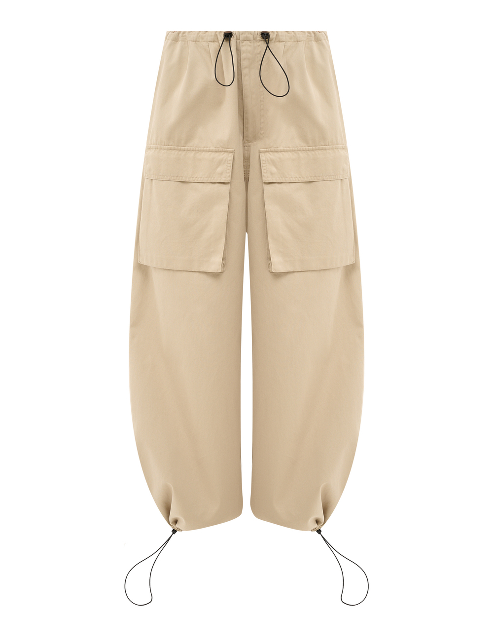 MM6 MAISON MARGIELA БРЮКИ ЖЕНСКИЕ ИЗ ГАБАРДИНА С НАКЛАДНЫМИ КАРМАНАМИ БЕЖЕВЫЕ