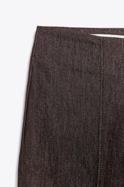 ZARA БРЮКИ FLARED С ДЕКОРАТИВНОЙ СТРОЧКОЙ И КОНТРАСТНОЙ ОТДЕЛКОЙ, КОРИЧНЕВЫЙ