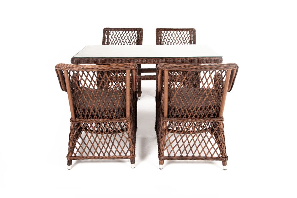 "Латте–140 L" обеденная группа плетеная, цвет коричневый