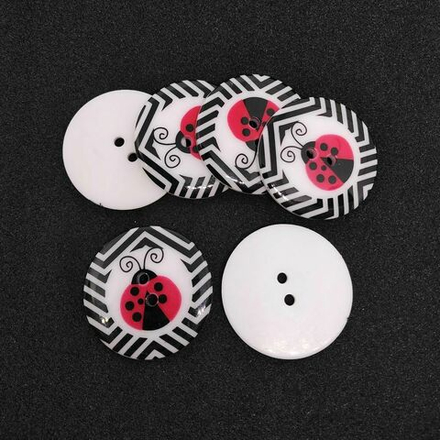 ТУБ.12 Пуговицы Божья коровка 2" 32 мм